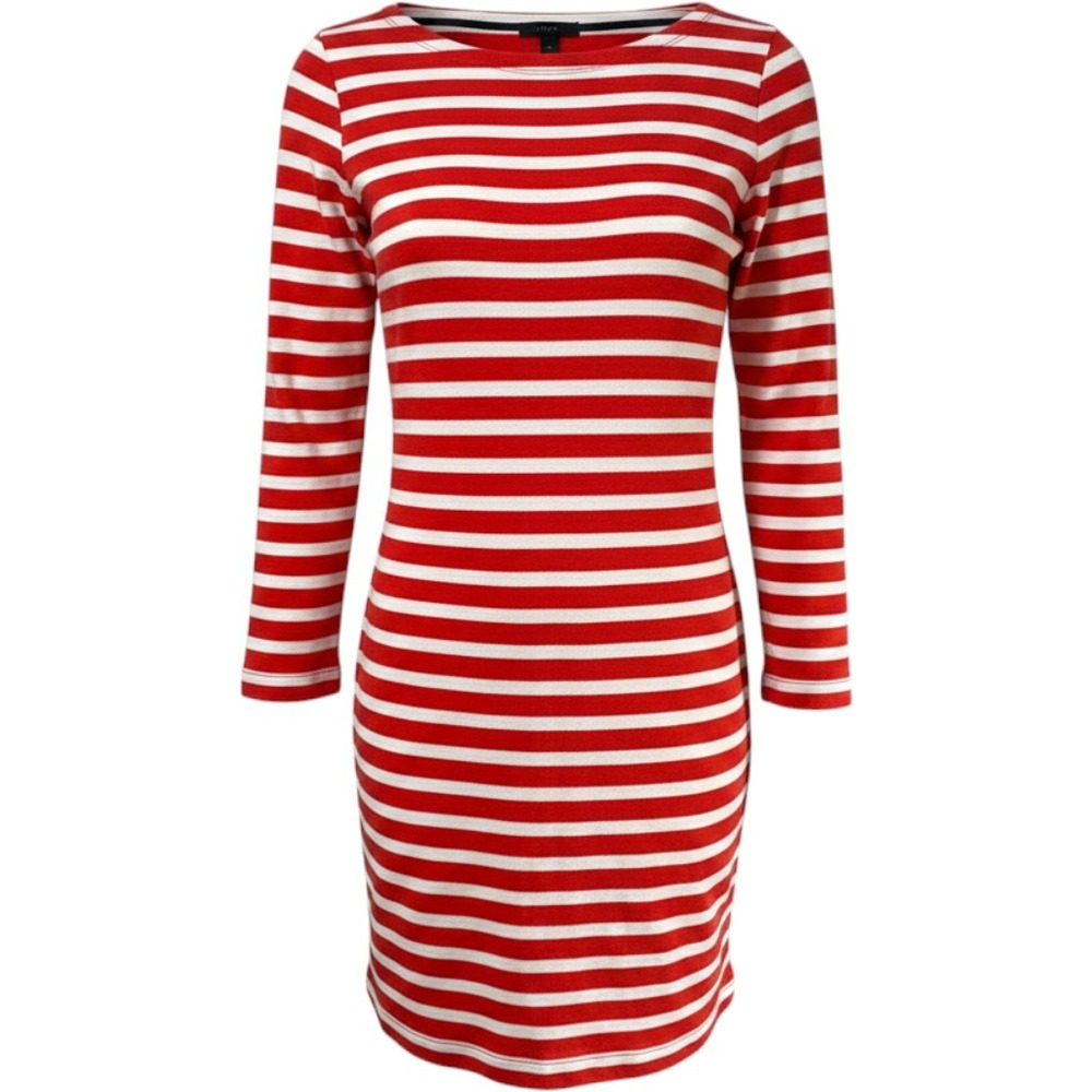J.Crew T-Shirt Dress Women XS Red Excellent Striped Button Cuff Side Stripe